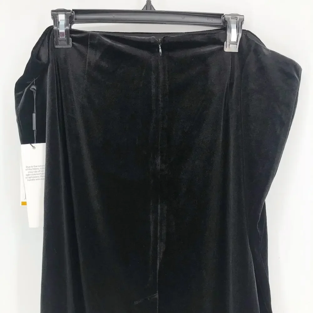 CALVIN KLEIN Velvet Pencil Skirt Black 16W Stretch Knee Length NWT